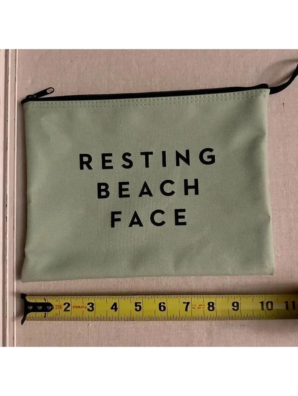 Milly light green canvas beach clutch bag travel ouch NWOT